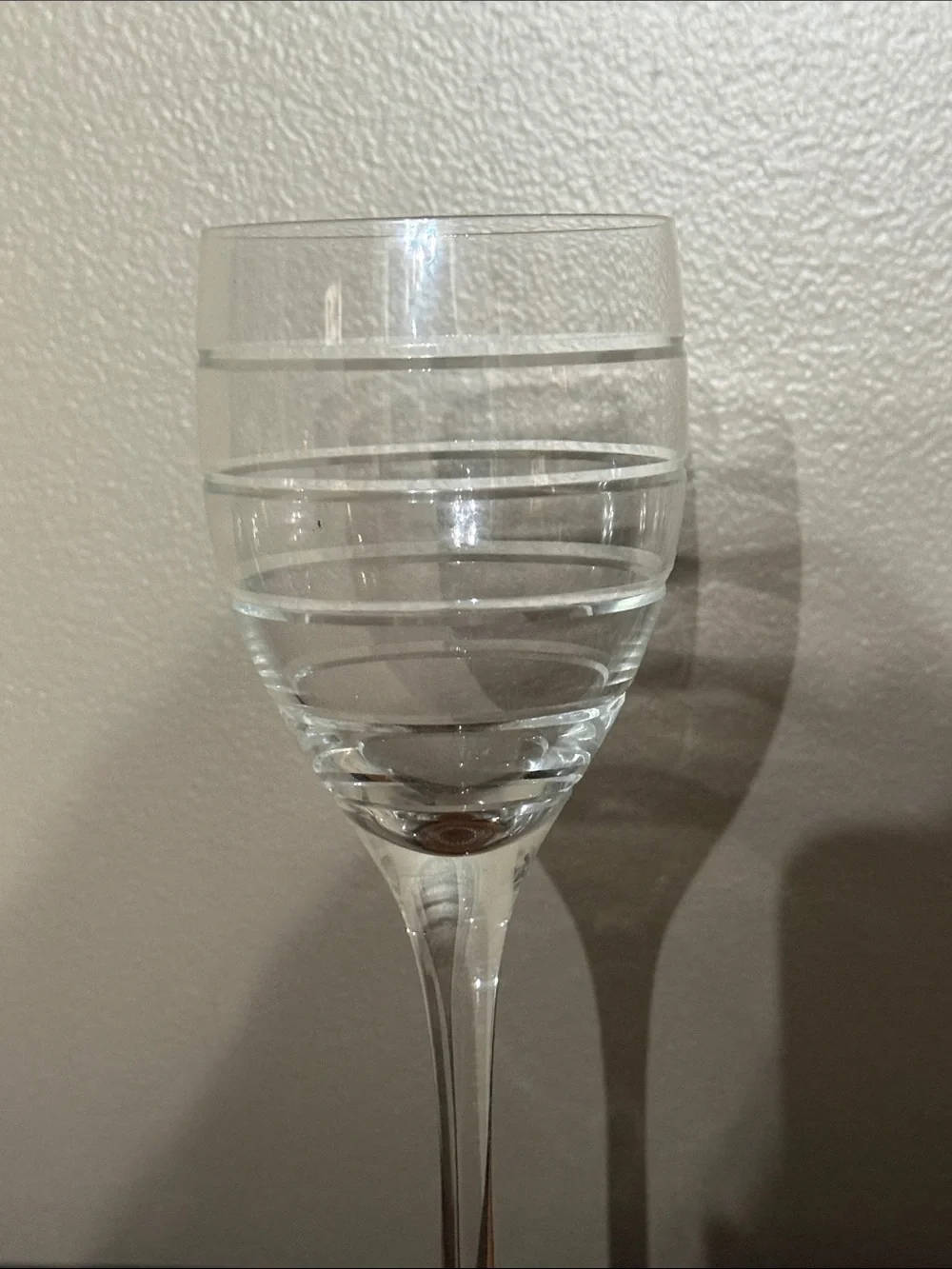 Clear Etched Stemmed Wine Glass - Single Piece